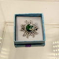 Sterling Silver Sun & Moon Malachite Ring - Size 8  - Transformative, Protective & Empowering