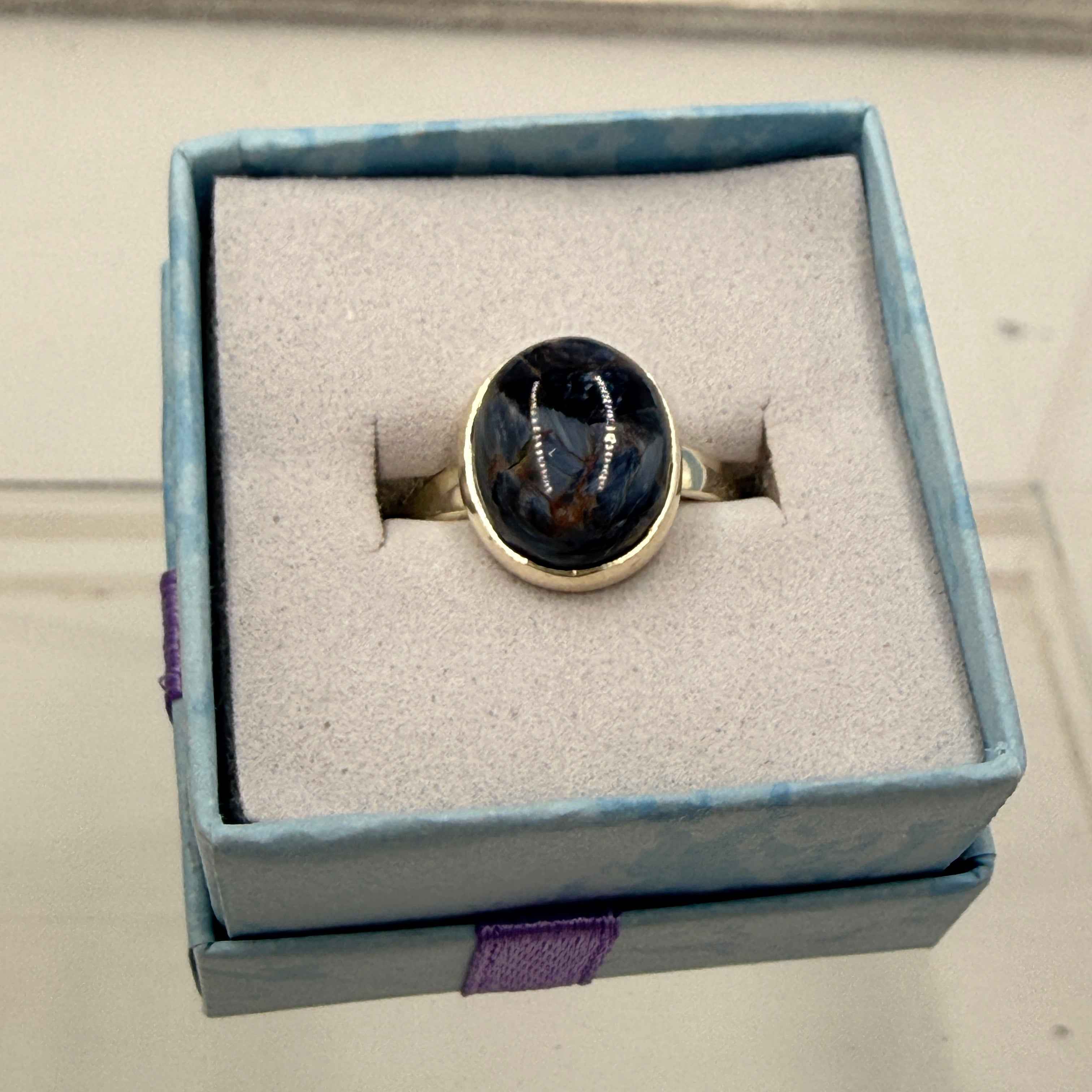 Sterling Silver Oval Pietersite Ring - Size 7 - Grounding, Transformative & Insightful