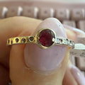 Ruby Dot Band Sterling Silver Ring (Size 9)