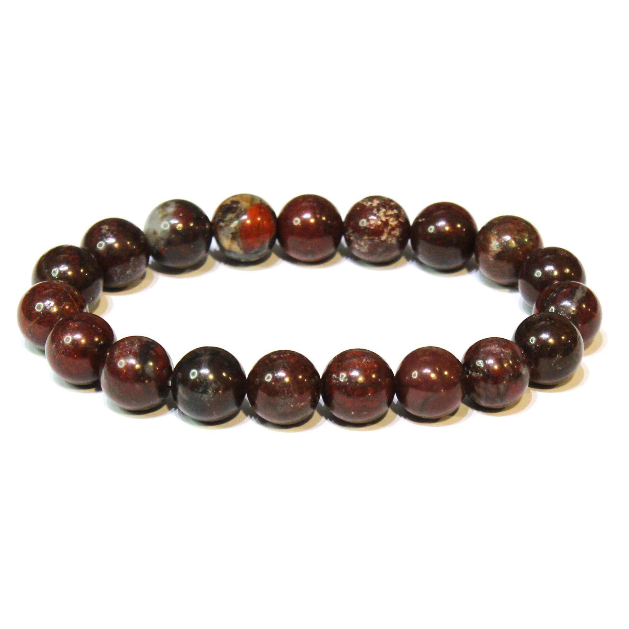 African Bloodstone Round Bead Bracelet - Courageous Vitality